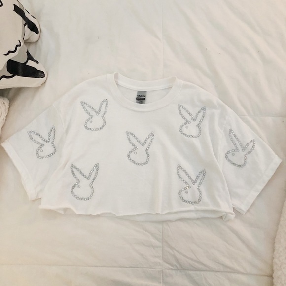 PLAYBOY Tops - rhinestone playboy crop top